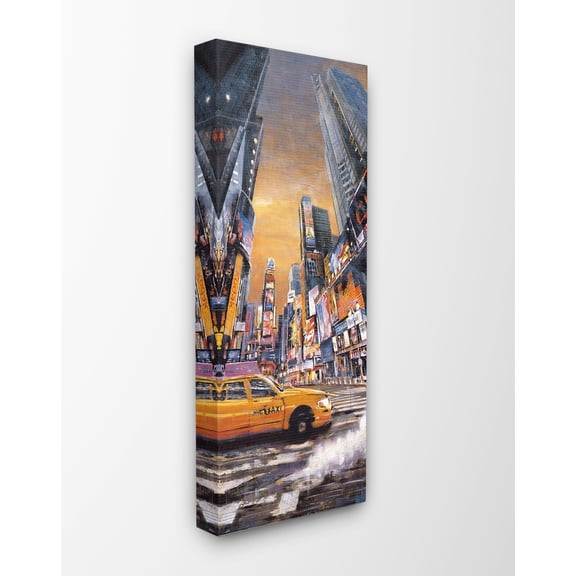 The Stupell Home Decor Collection New York City Times Square Sunset Night Scene Taxi Stretched Canvas Wall Art, 10 x 1.5 x 24