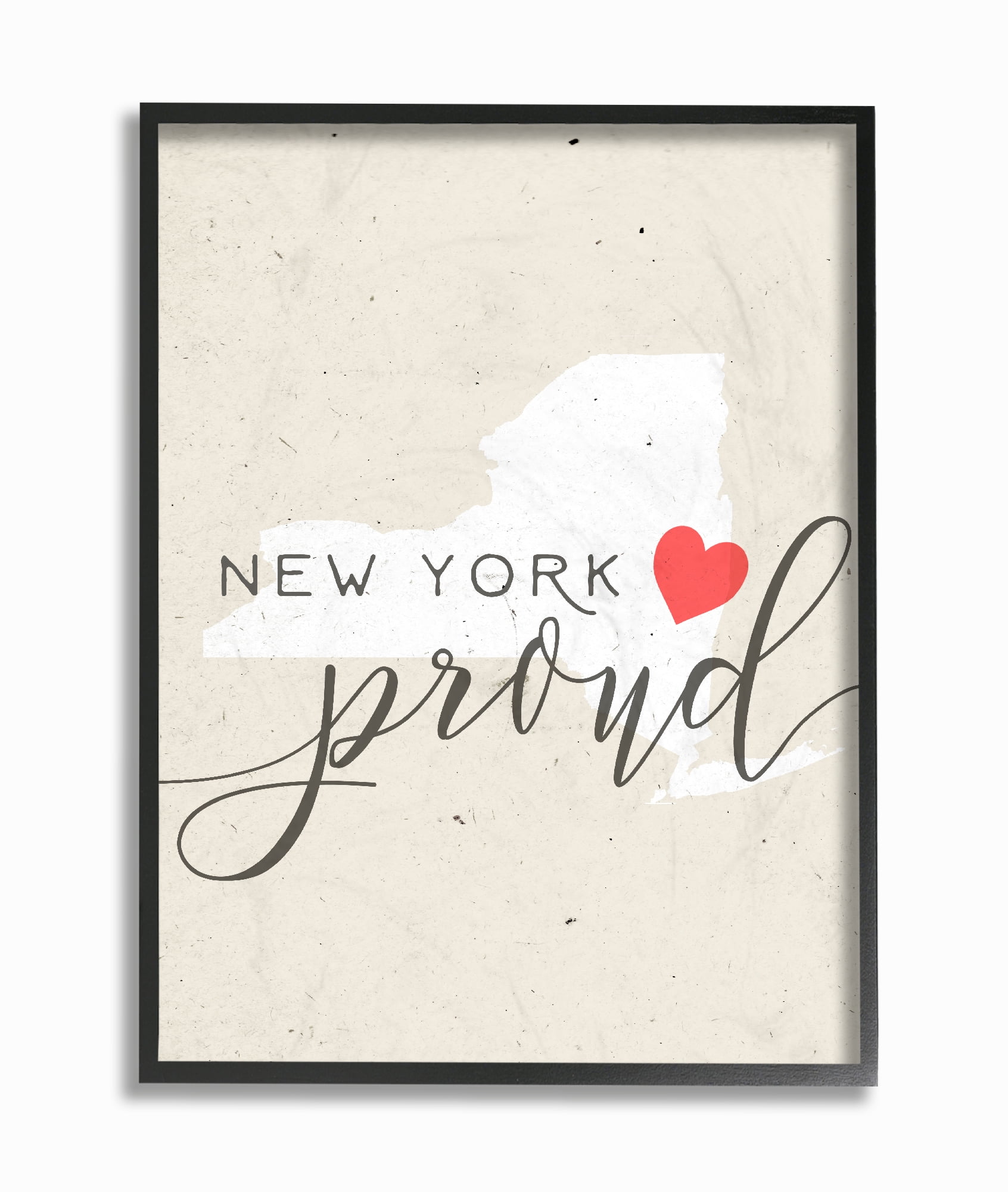 The Stupell Home Decor Collection New York Proud with Heart Framed Giclee Texturized Art