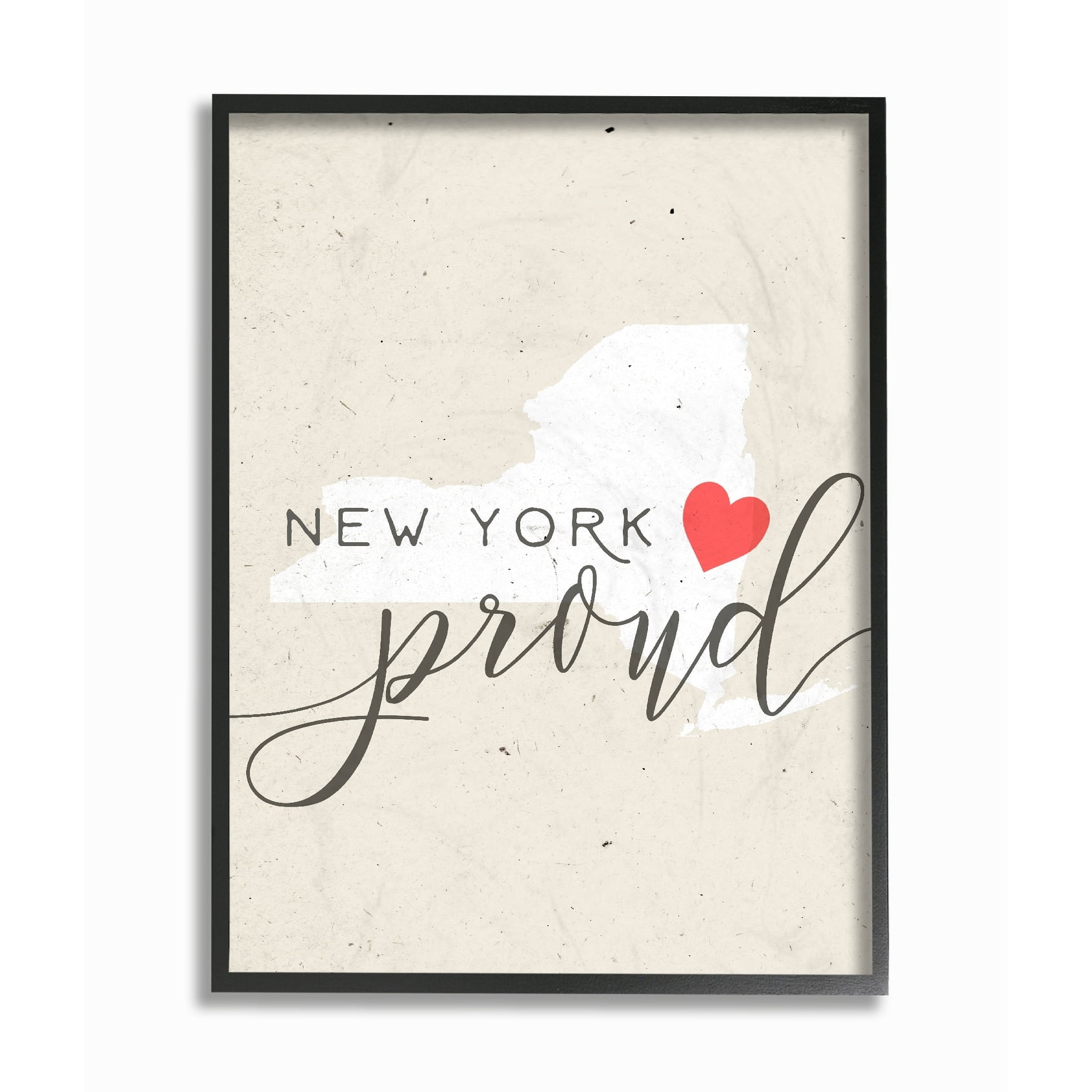 The Stupell Home Decor Collection New York Proud with Heart Oversized Framed Giclee Texturized Art
