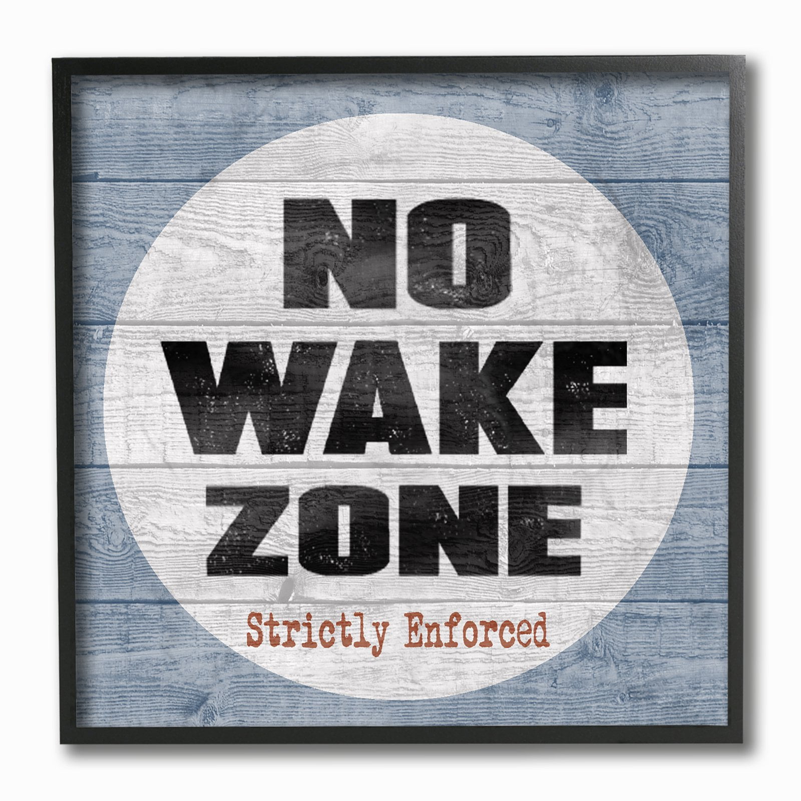 No Wake Zone Black Framed Coastal Canvas Wall Art