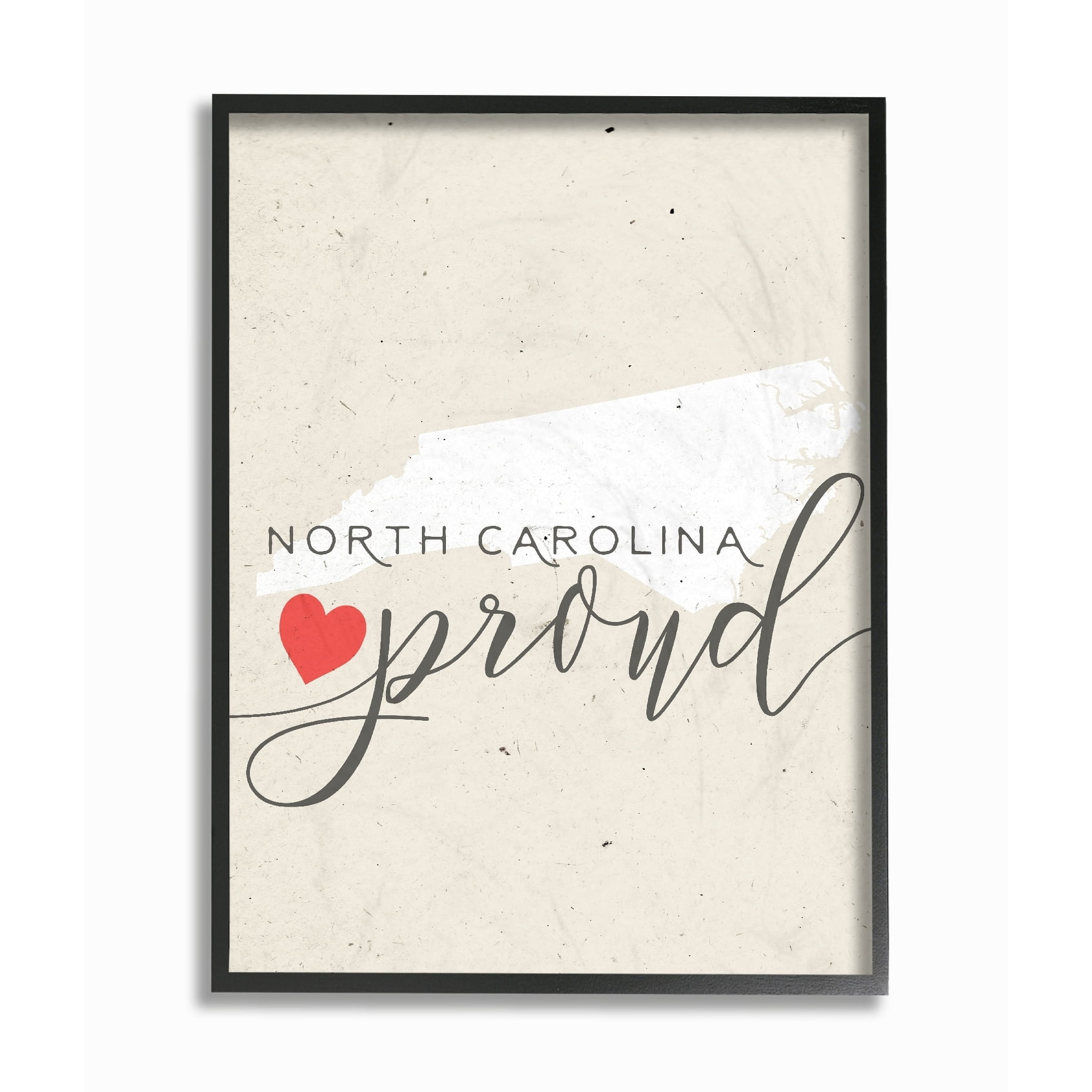 The Stupell Home Decor Collection North Carolina Proud with Heart Framed Giclee Texturized Art