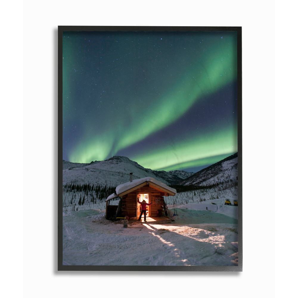 Northern Lights Abstract Canvas Print with Black Frame