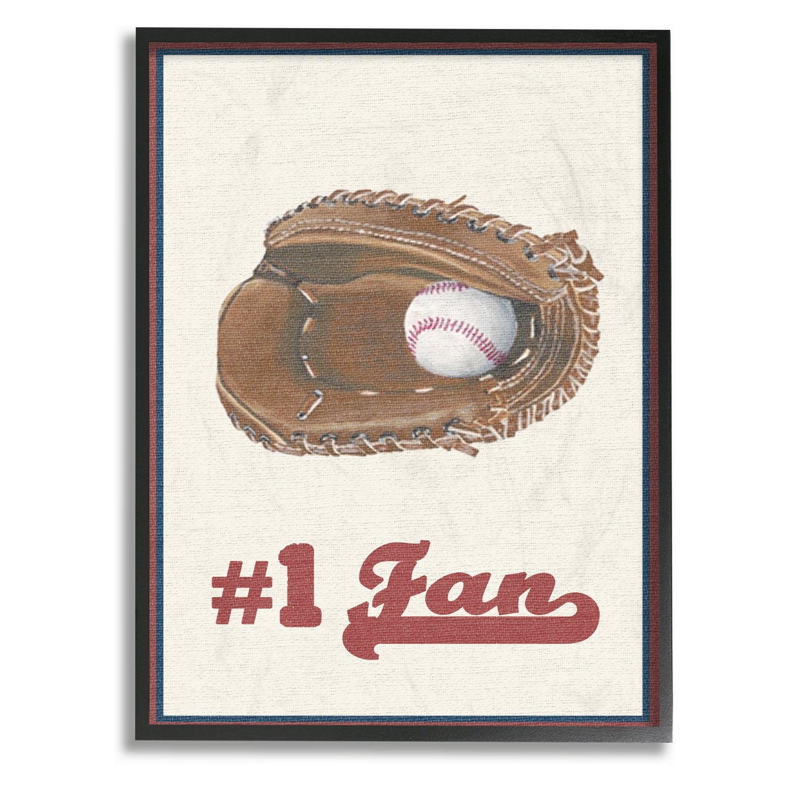 The Stupell Home Decor Collection Number 1 Fan with Ball and Glove Framed Giclee Wall Art