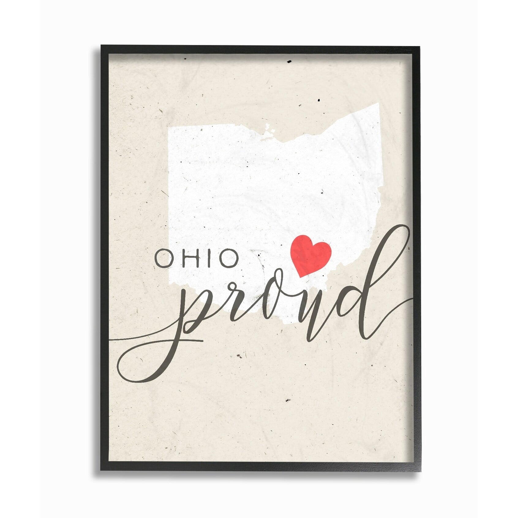 The Stupell Home Decor Collection Ohio Proud with Heart Oversized Framed Giclee Texturized Art