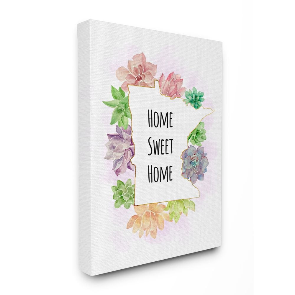 The Stupell Home Decor Collection Ohio State Home Sweet Home Succulent Watercolor Vignette Canvas Wall Art