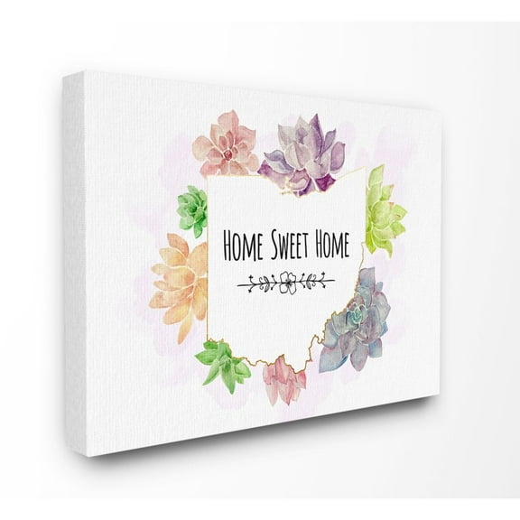 The Stupell Home Decor Collection Ohio State Home Sweet Home Succulent Watercolor Vignette Canvas Wall Art