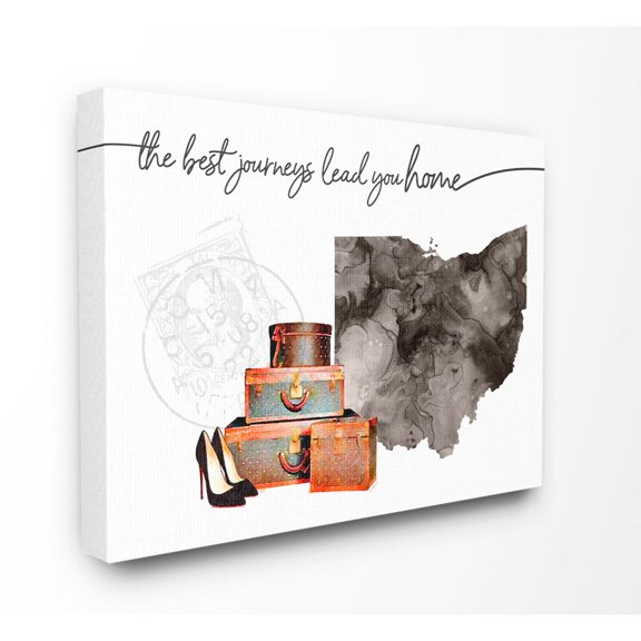 The Stupell Home Decor Collection Ohio State The Best Journeys Lead You Home Fashion Shoes and Luggage Illustration Canvas Wall Art