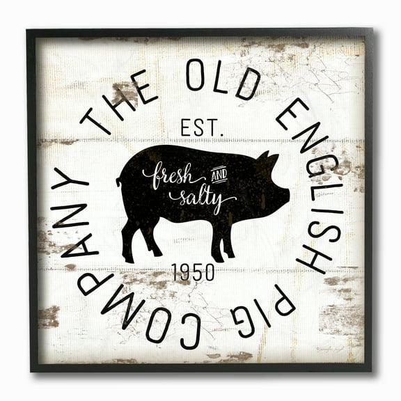 The Stupell Home Decor Collection Old English Pig Co Vintage Sign Framed Giclee Texturized Art, 12 x 1.5 x 12