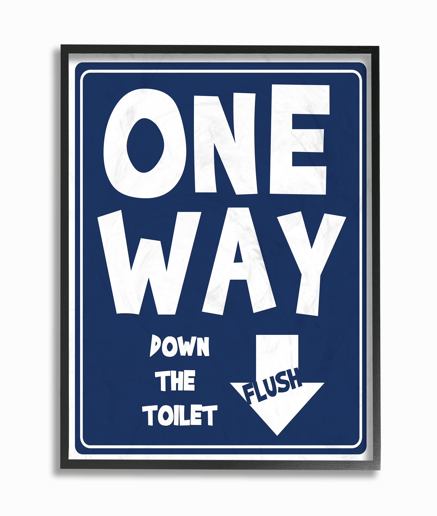 The Stupell Home Decor Collection One Way Down Toilet Sign Framed Giclee Texturized Art, 11 x 1.5 x 14