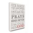 thumbnail image 1 of The Stupell Home Decor Collection Our Family Dream Pray Grey Red and White Typography Oversized Stretched Canvas Wall Art, 24 x 1.5 x 30, 1 of 2