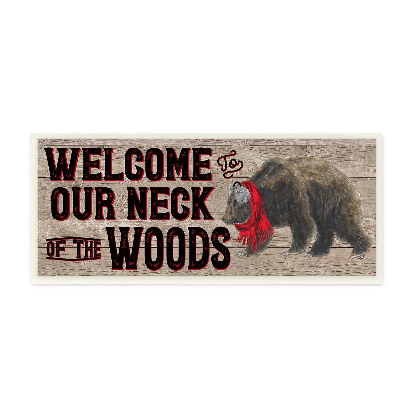 The Stupell Home Decor Collection Our Neck Of The Woods Bear Typography Sign Wall Plaque Art, 7 x 0.5 x 17