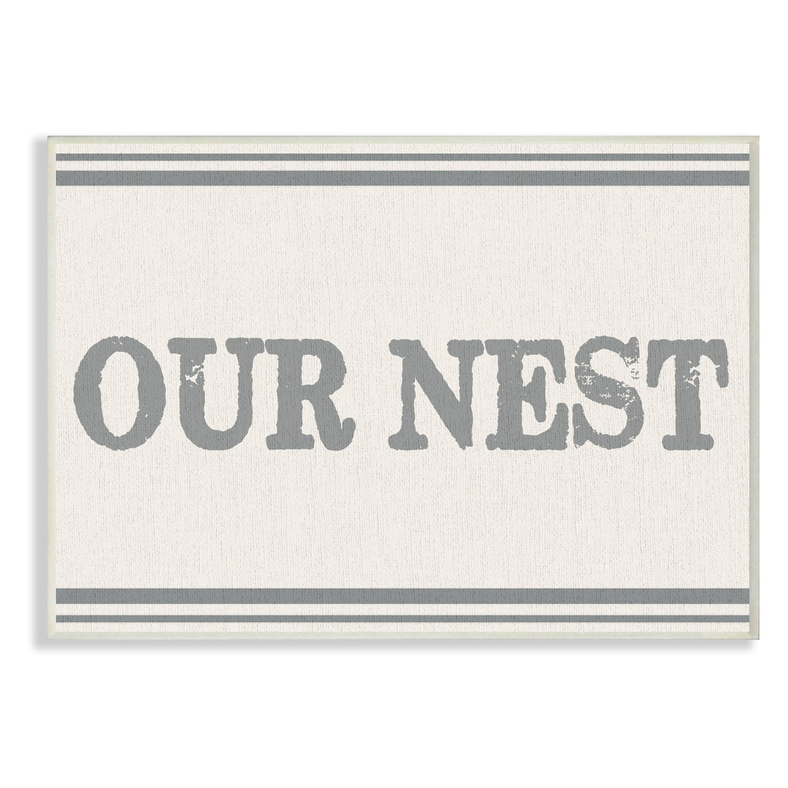 The Stupell Home Decor Collection Our Nest Flour Sack Typography Wall Plaque Art, 10 x 0.5 x 15