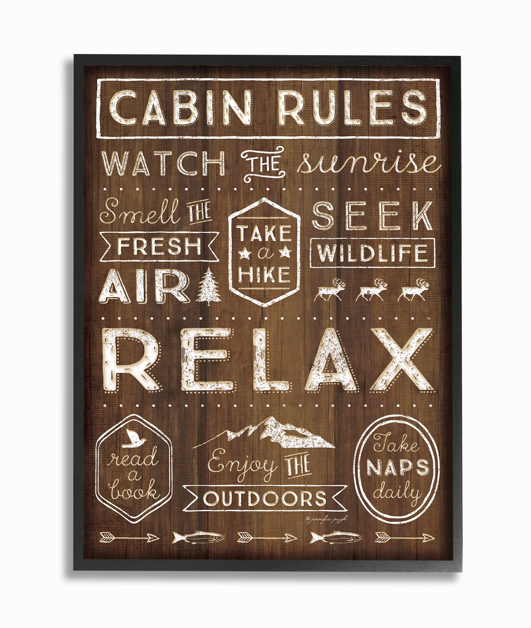 The Stupell Home Decor Collection Outdoors Cabin Rules Framed Giclee Texturized Art, 11 x 1.5 x 14
