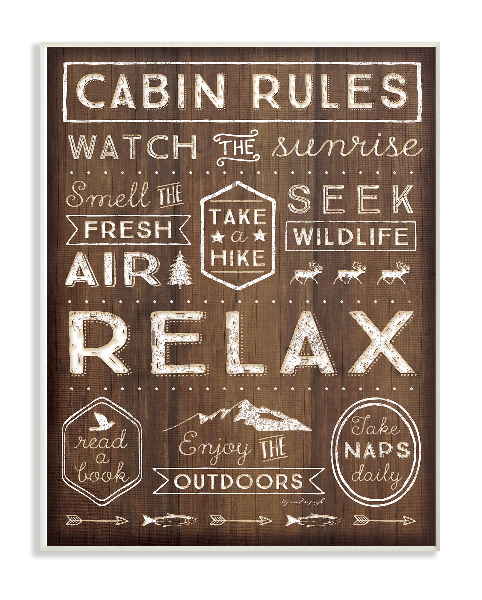 The Stupell Home Decor Collection Outdoors Cabin Rules Wall Plaque Art, 10 x 0.5 x 15