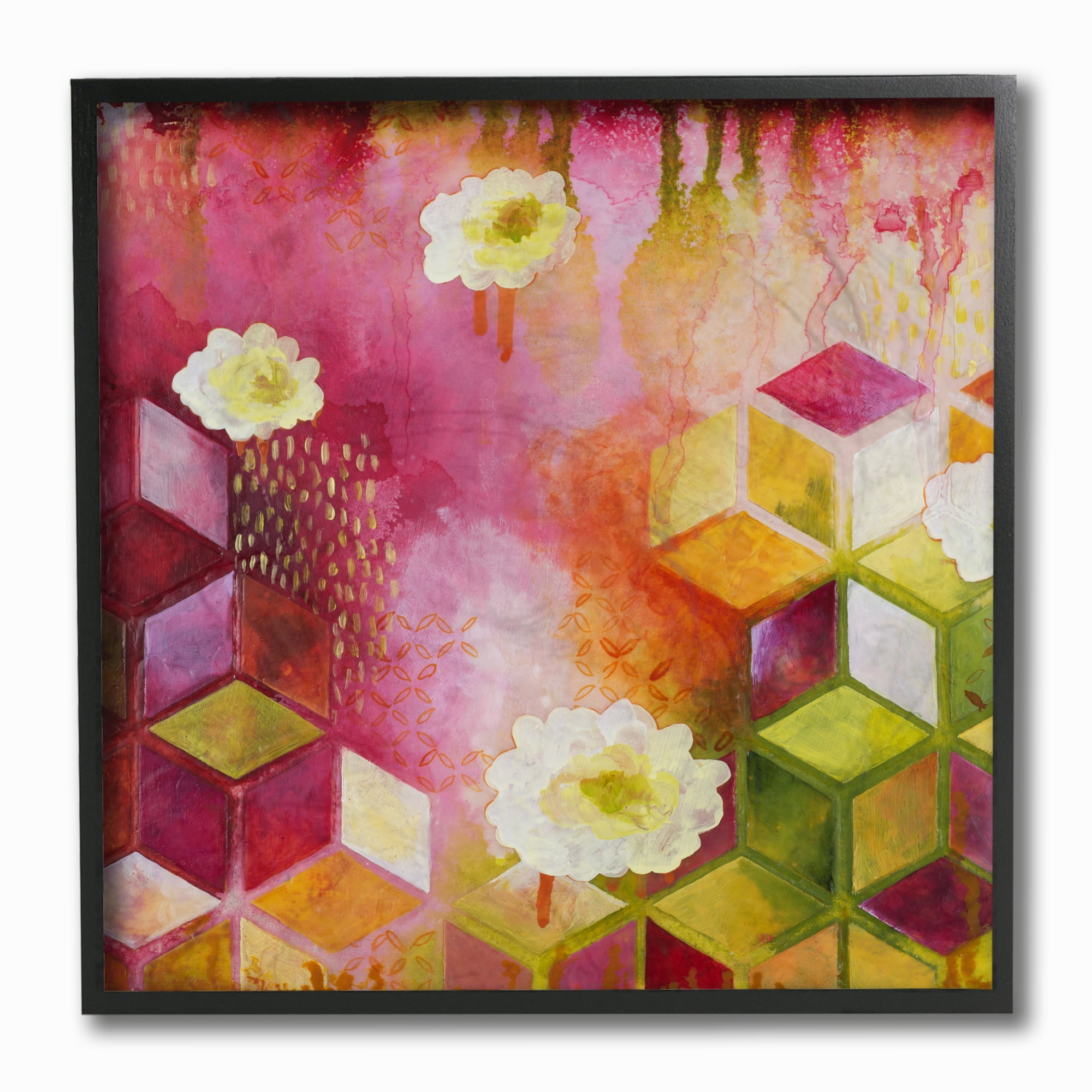 The Stupell Home Decor Collection Painted Abstract Colors Cubes Shapes Framed Giclee Texturized Art, 12 x 1.5 x 12