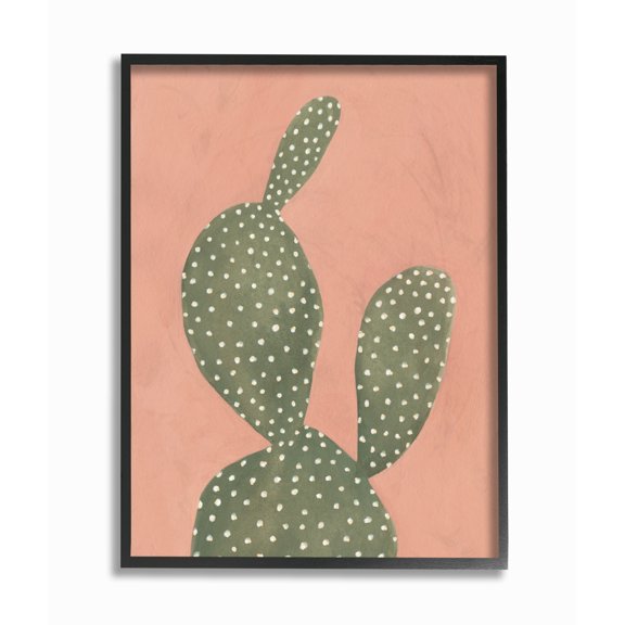 The Stupell Home Decor Collection Painted Coral Cacti Framed Giclee Texturized Art, 11 x 1.5 x 14