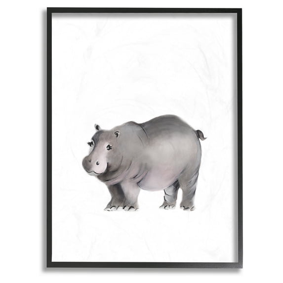 The Stupell Home Decor Collection Painted Hippo Canvas Wall Art