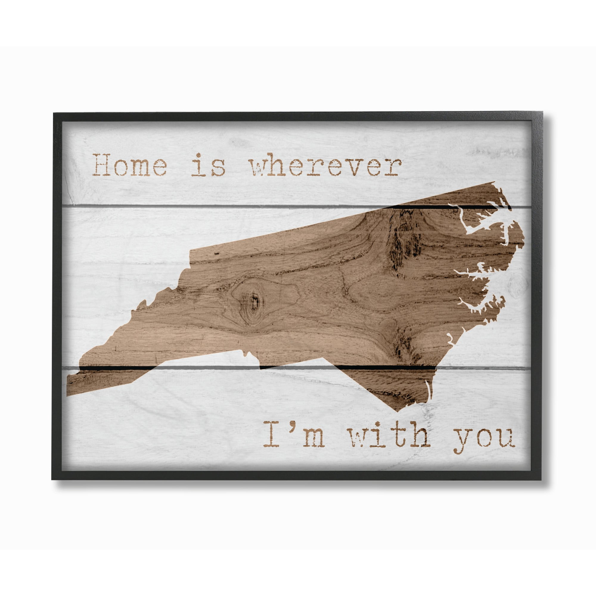 The Stupell Home Decor Collection Painted Wood Home is Wherever I'm With You North Carolina Framed Giclee Texturized Art, 11 x 1.5 x 14