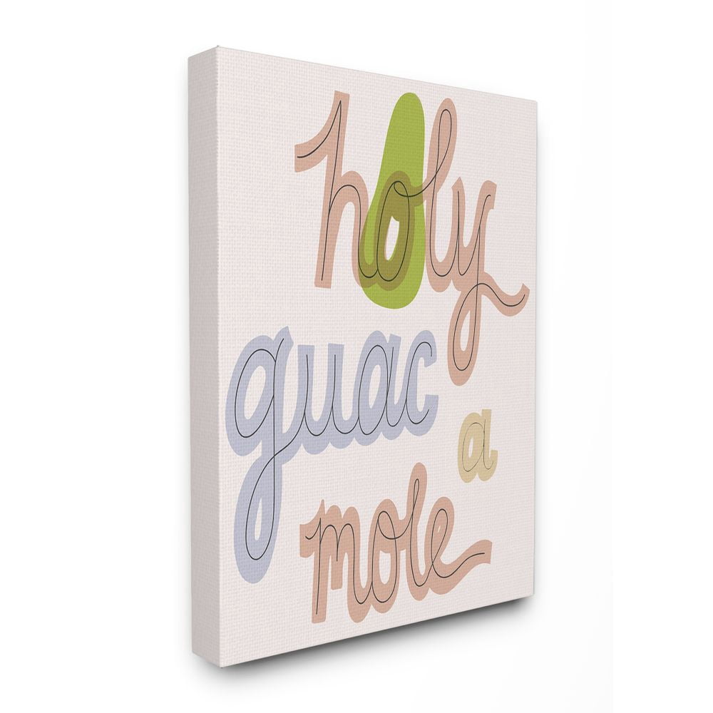 The Stupell Home Decor Collection Pale Pink and Purple Holy Guacamole Handwritten Script Typography Canvas Wall Art