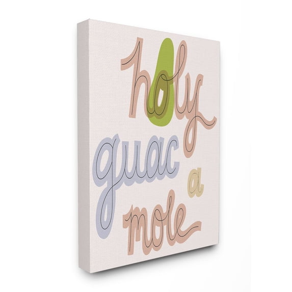 The Stupell Home Decor Collection Pale Pink and Purple Holy Guacamole Handwritten Script Typography Super Canvas Wall Art