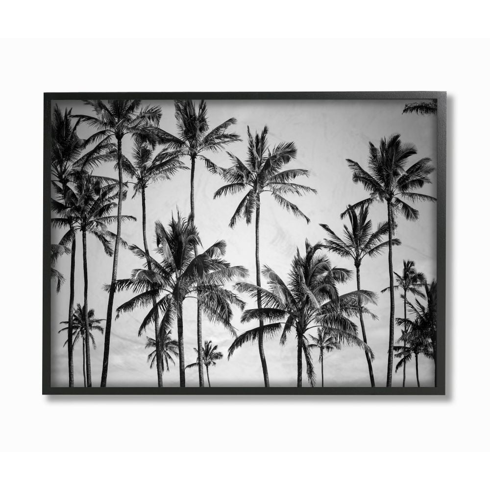 Palm Trees Skyline Black and White Graphic Print on Canvas
