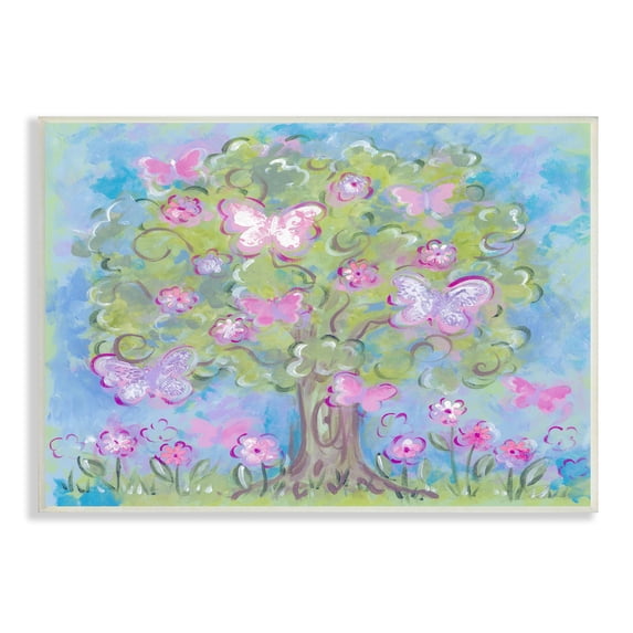 The Kids Room by Stupell Pastel Butterfly Tree Oversized Wall Plaque Art, 12.5 x 0.5 x 18.5
