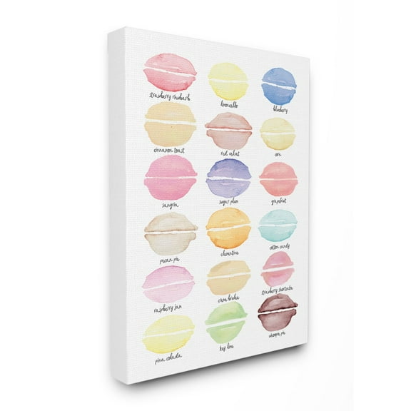 The Stupell Home Decor Collection Pastel Sweets Watercolor Macaron Flavor Chart Stretched Canvas Wall Art, 30 x 40