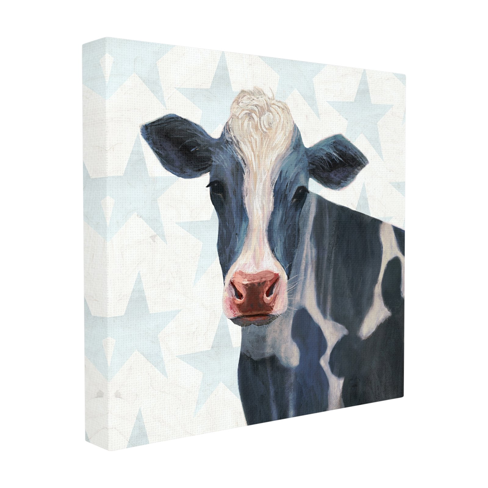 The Stupell Home Decor Collection Patriotic Farm Cow Painting with Blue Stars XL Stretched Canvas Wall Art, 30 x 1.5 x 30