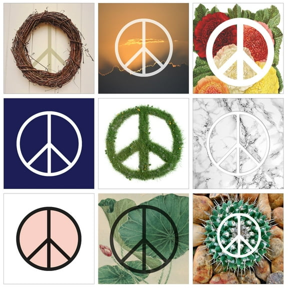 The Stupell Home Decor Collection Peace All Over Textural by Daphne Polselli 9 Piece Canvas Wall Art Set
