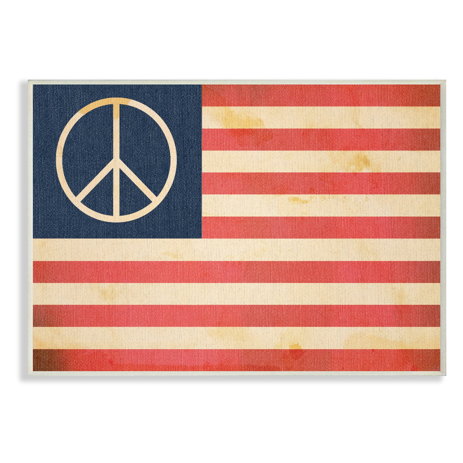 The Stupell Home Decor Collection Peace American Flag Wall Plaque Art, 10 x 0.5 x 15