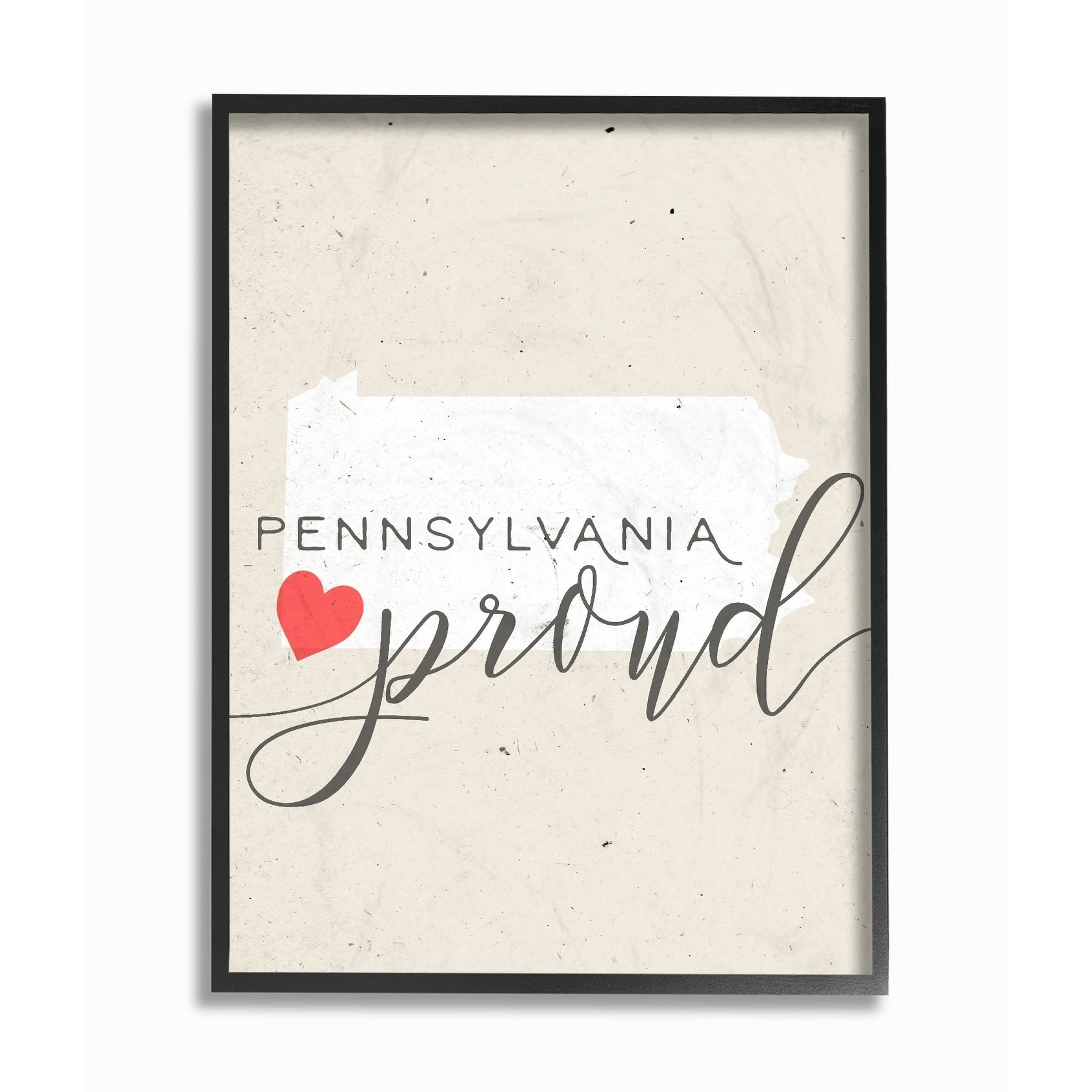 The Stupell Home Decor Collection Pennsylvania Proud with Heart Framed Giclee Texturized Art