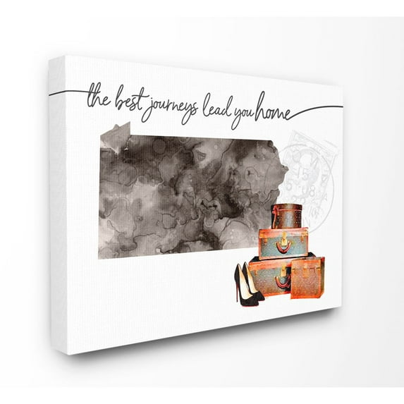 The Stupell Home Decor Collection Pennsylvania State The Best Journeys Lead You Home Fashion Shoes and Luggage Illustration Canvas Wall Art