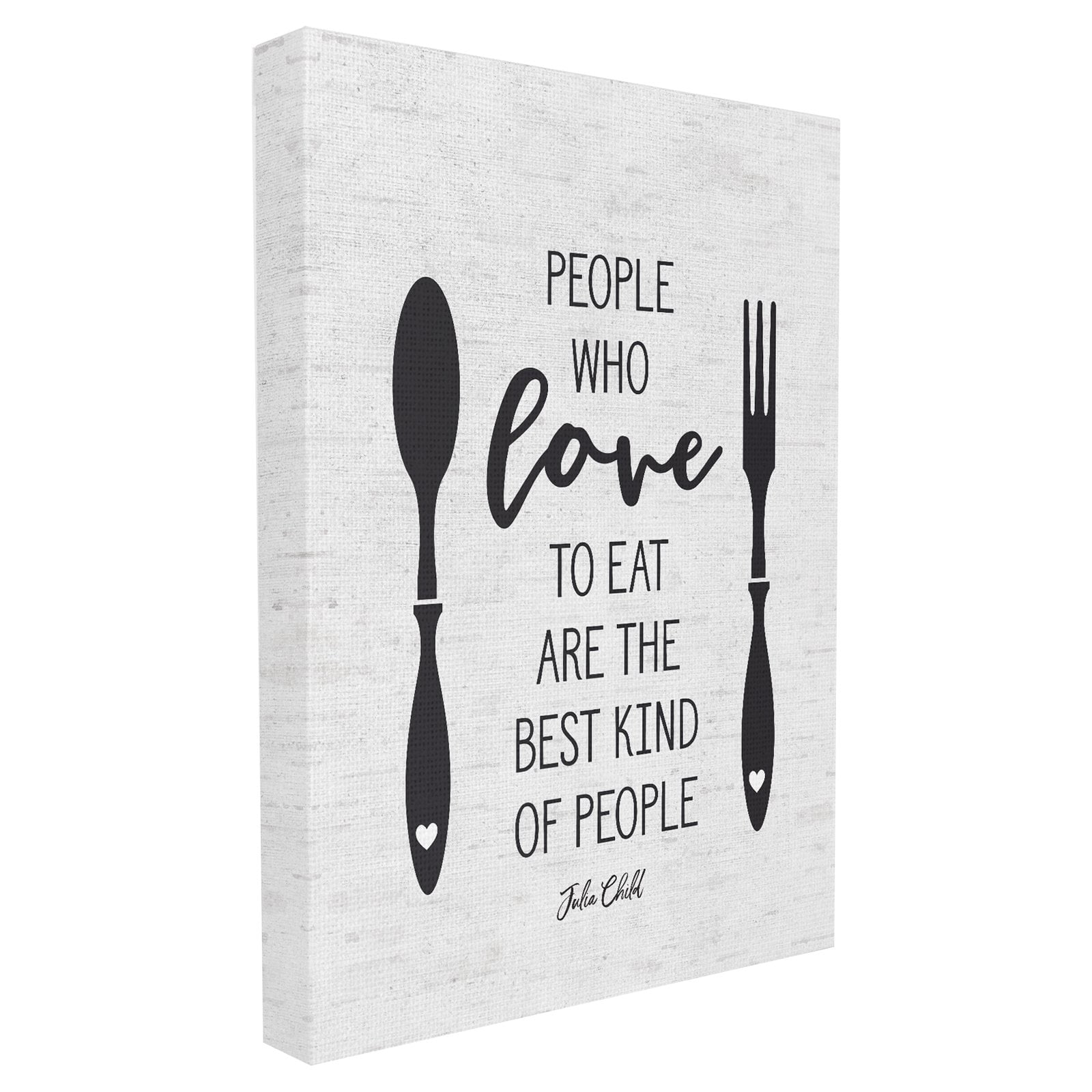 The Stupell Home Decor Collection People Who Love To Eat with Cutlery Subtle Birch Typography Oversized Stretched Canvas Wall Art, 24 x 1.5 x 30