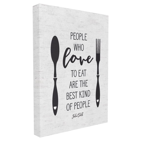 The Stupell Home Decor Collection People Who Love To Eat with Cutlery Subtle Birch Typography Oversized Stretched Canvas Wall Art, 24 x 1.5 x 30