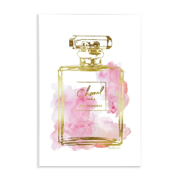 The Stupell Home Decor Collection Perfume Bottle Gold Pink Wall Art