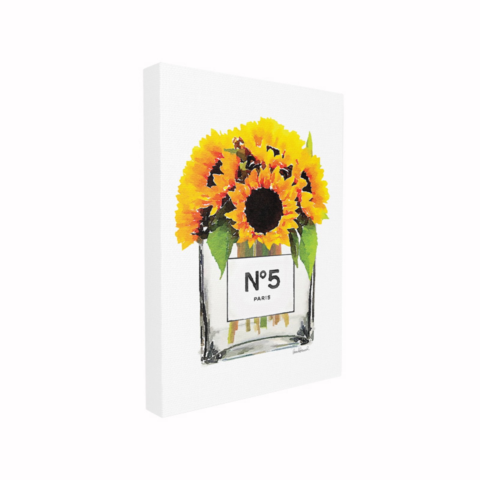 The Stupell Home Decor Collection Perfume Bottle Vase with Yellow Sunflowers Framed Giclee Texturized Art, 11 x 1.5 x 14