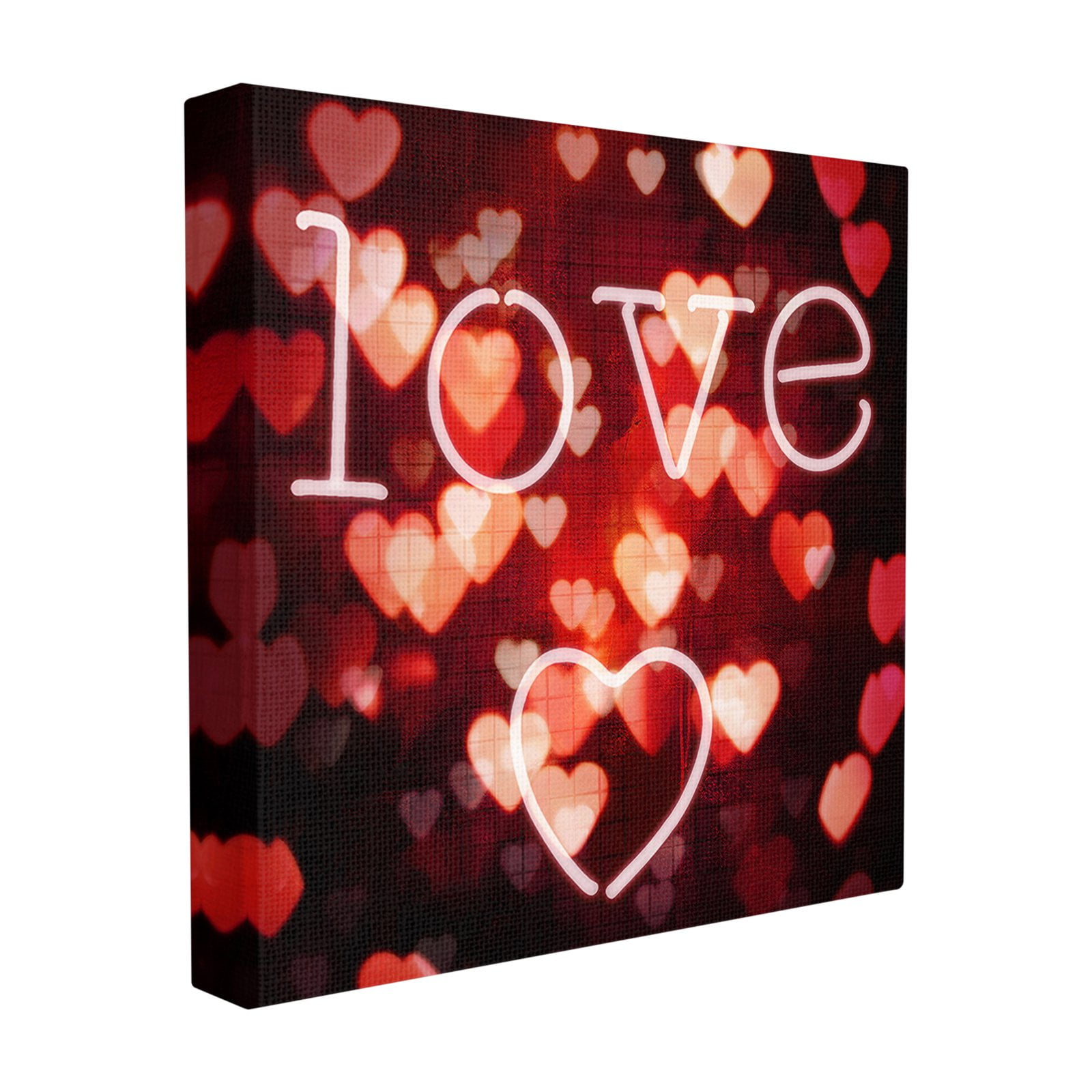 The Stupell Home Decor Collection Pink Red and Black Neon Love Hearts Lights Bokeh Photography Framed Giclee Texturized Art, 12 x 1.5 x 12