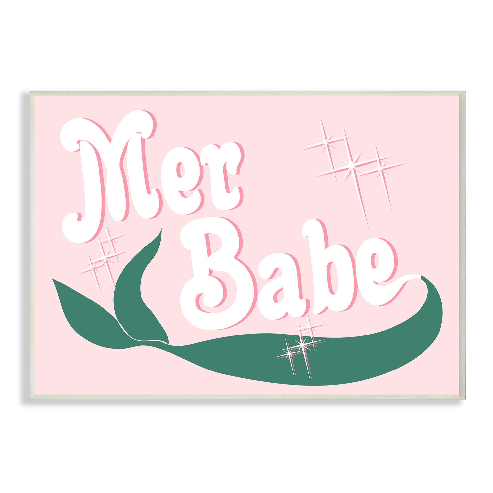 The Stupell Home Decor Collection Pink and Green Shiny Mer Babe Mermaid Tail Oversized Wall Plaque Art, 12.5 x 0.5 x 18.5