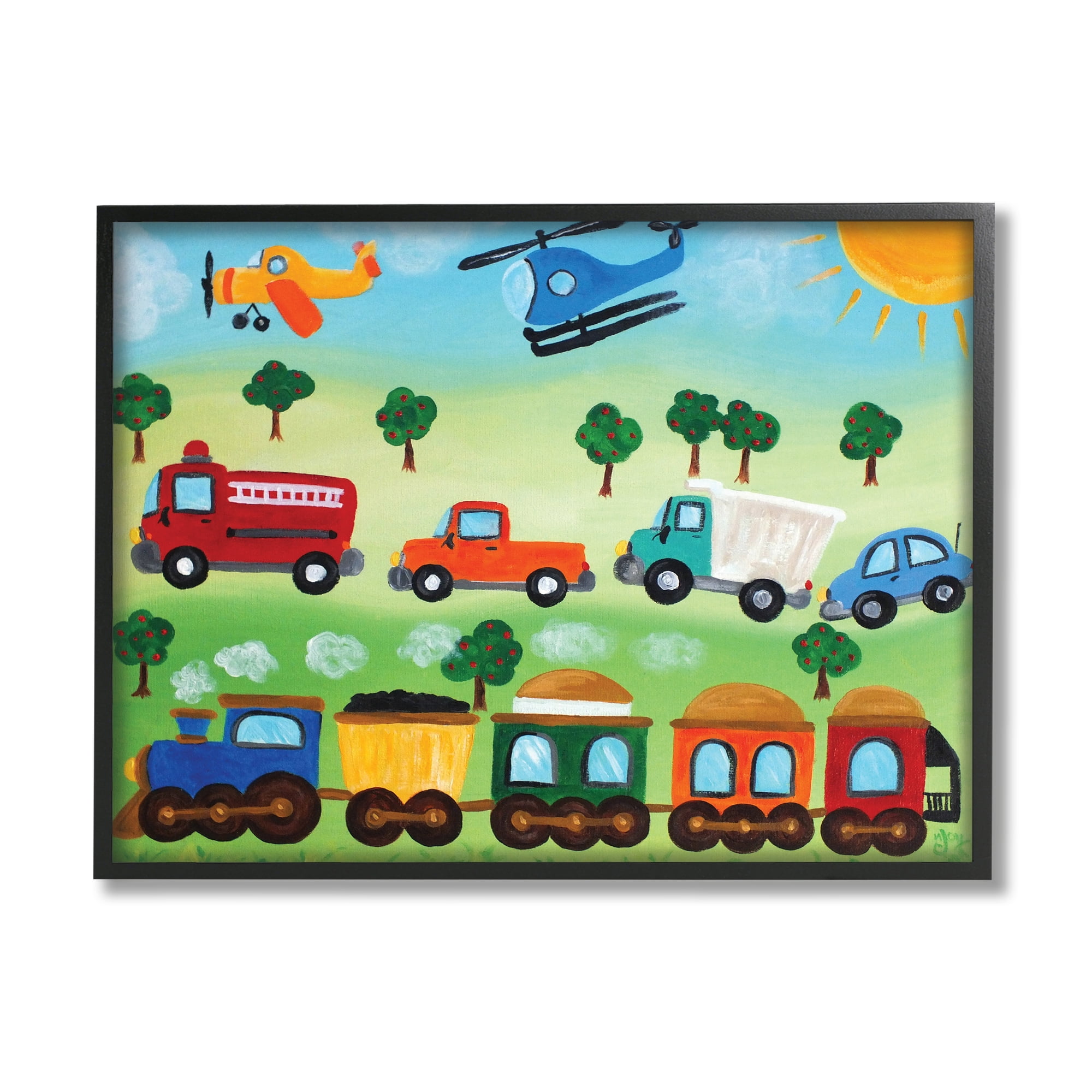 The Kids Room by Stupell Planes, Trains, and Automobiles Framed Giclee Texturized Art, 11 x 1.5 x 14