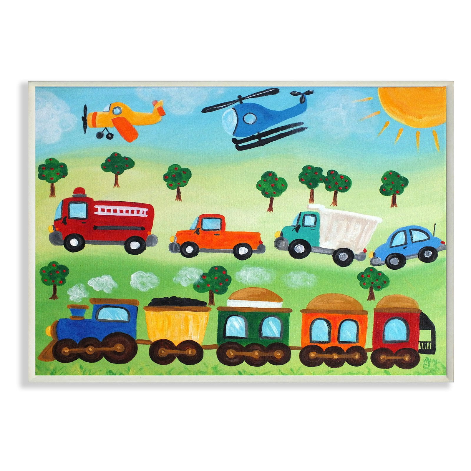The Stupell Home Decor Collection Planes Trains and Automobiles Oversized Wall Plaque Art