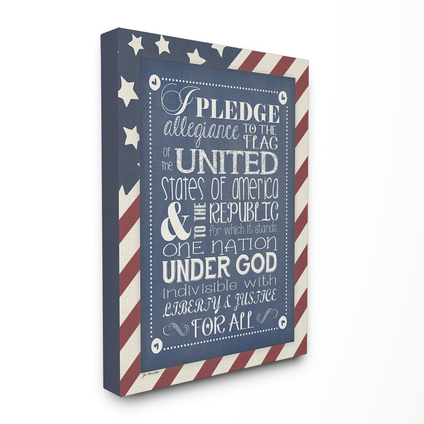The Stupell Home Decor Collection Pledge of Allegiance with American Flag Background Stretched Canvas Wall Art