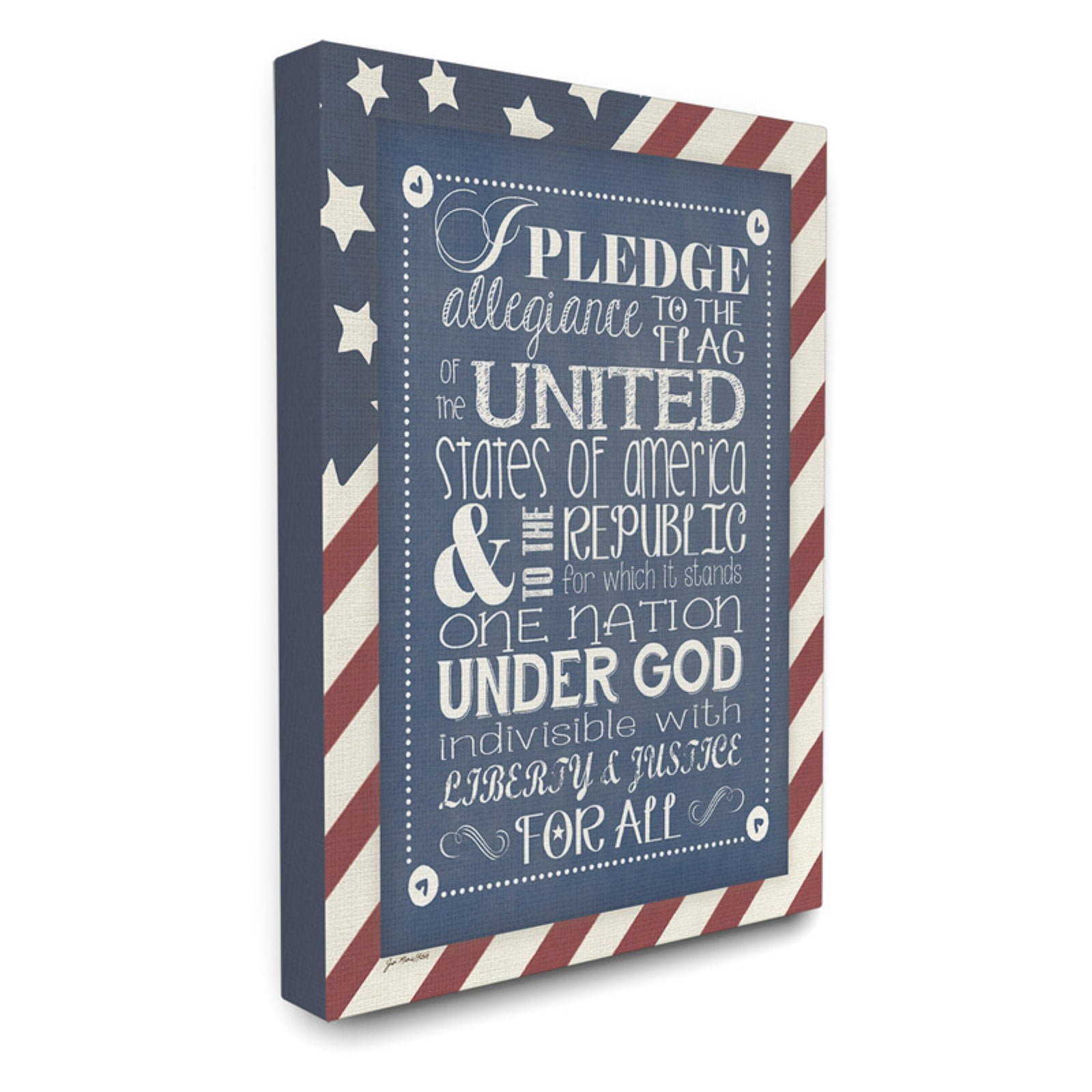 The Kids Room by Stupell Pledge Of Allegiance With American Flag Background XXL Stretched Canvas Wall Art, 30 x 1.5 x 40