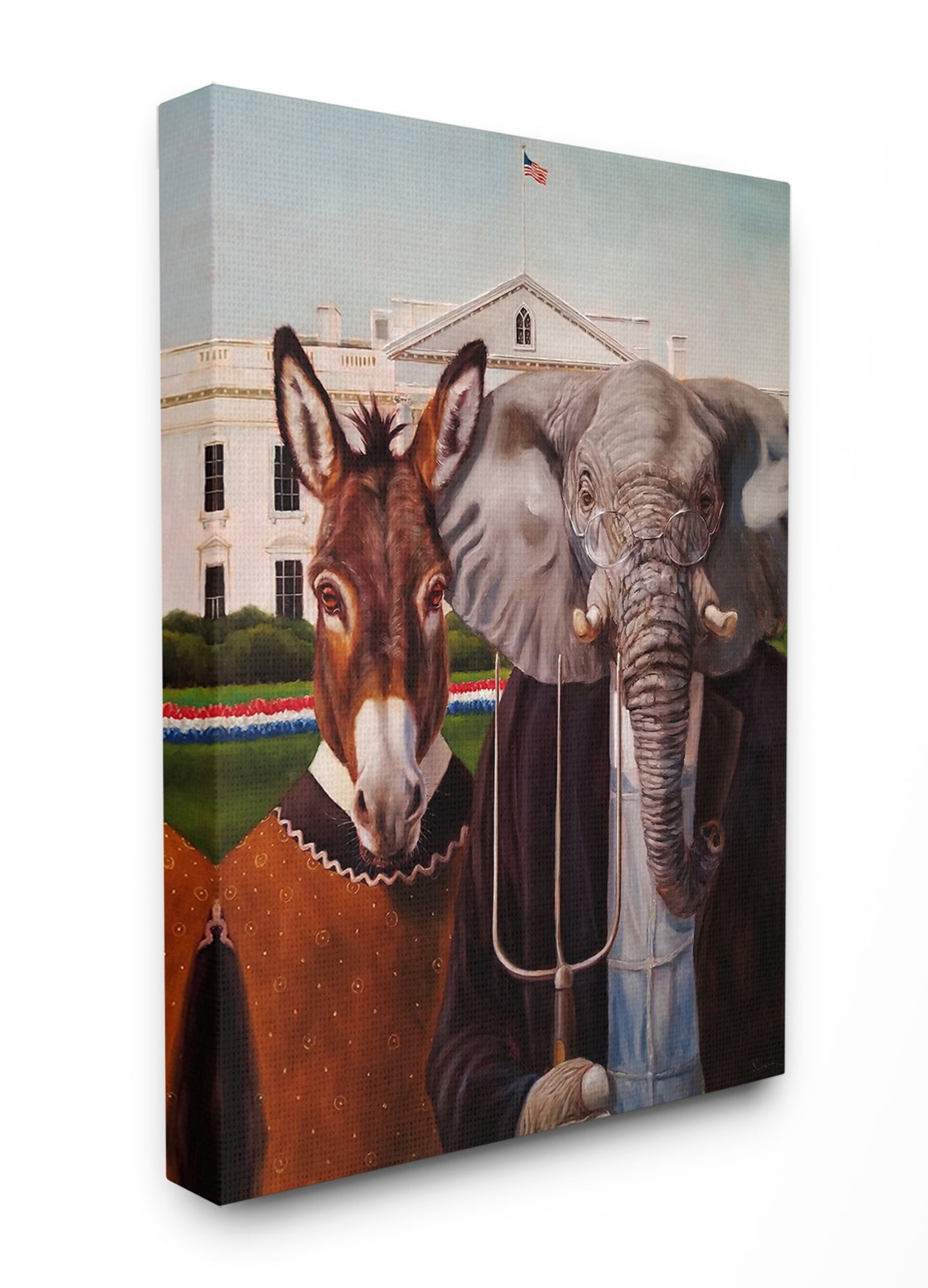 The Stupell Home Decor Collection Political Satire Gothic Farm Animal Painting Stretched Canvas Wall Art, 24 x 30