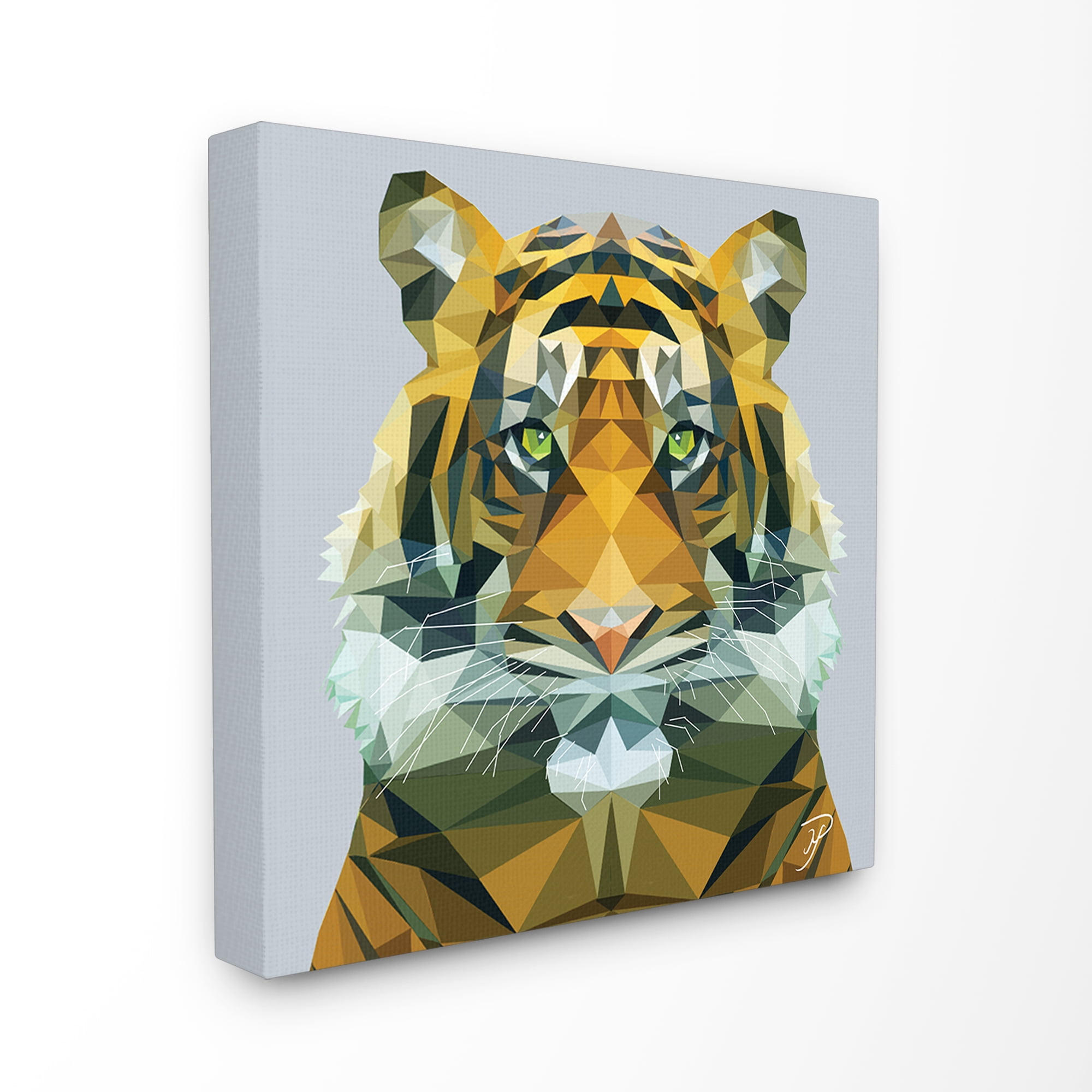 The Stupell Home Decor Collection Polygon Triangles Geometric Tiger Abstract Graphic Design XL Stretched Canvas Wall Art, 30 x 1.5 x 30