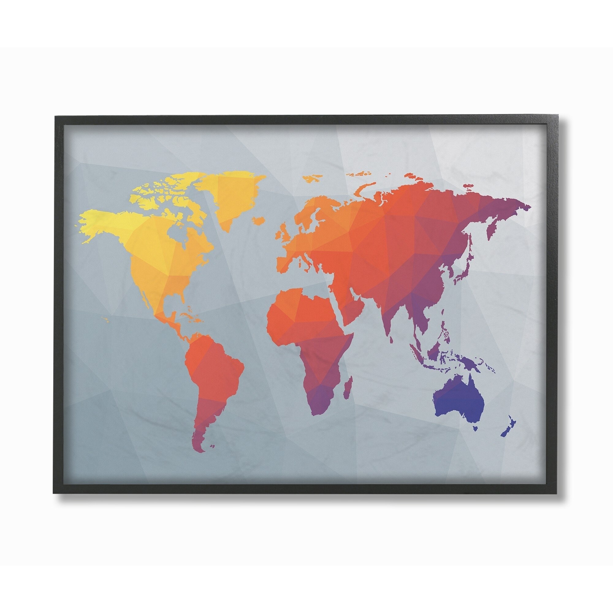 The Stupell Home Decor Collection Polygonal World Map Oversized Framed Giclee Texturized Art, 16 x 1.5 x 20