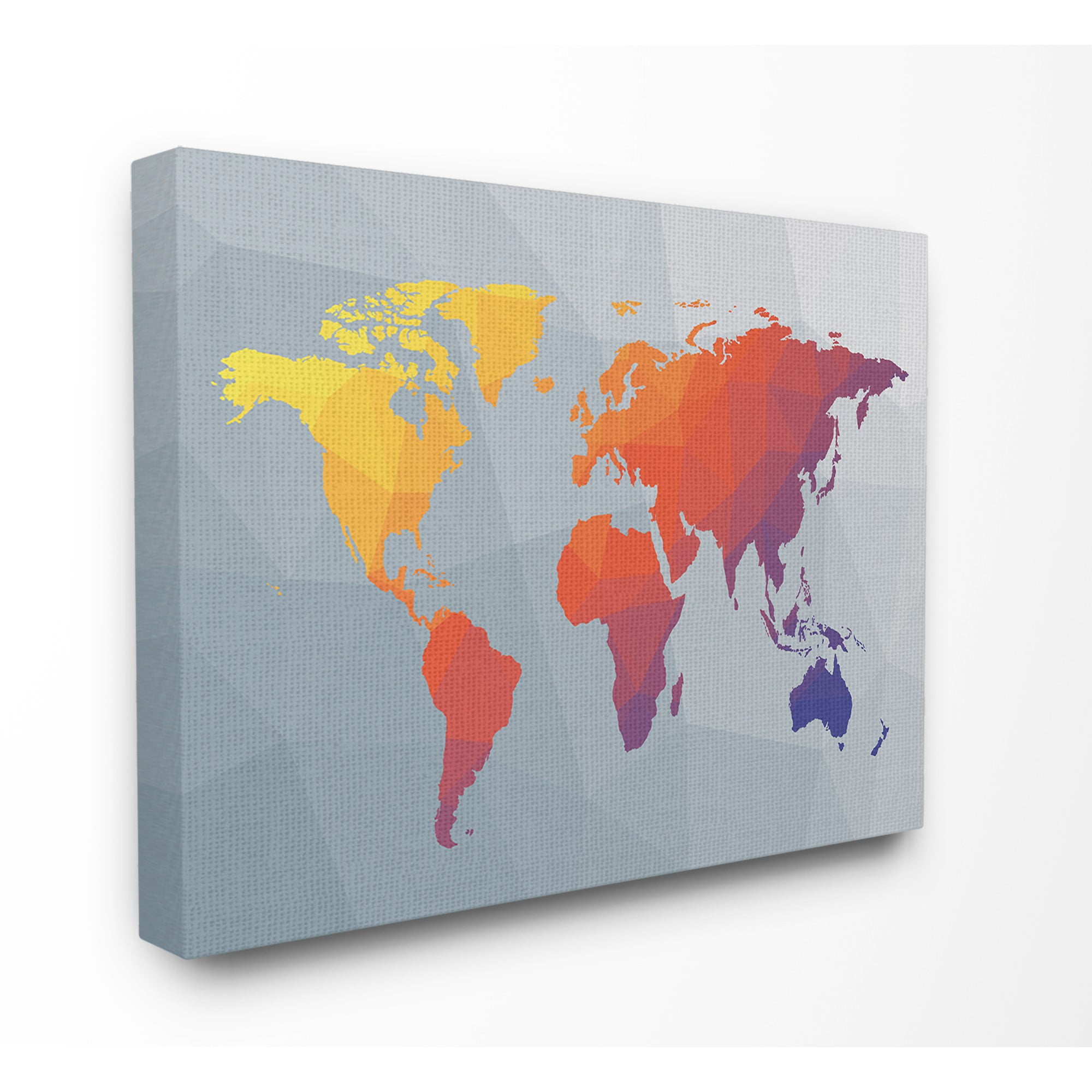The Stupell Home Decor Collection Polygonal World Map XXL Stretched Canvas Wall Art, 30 x 1.5 x 40