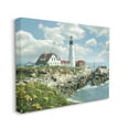 thumbnail image 1 of The Stupell Home Decor Collection Portland Head Lighthouse Scene Grassy Ocean Side Peninsula with Sail Boat Canvas Wall Art, 1 of 6
