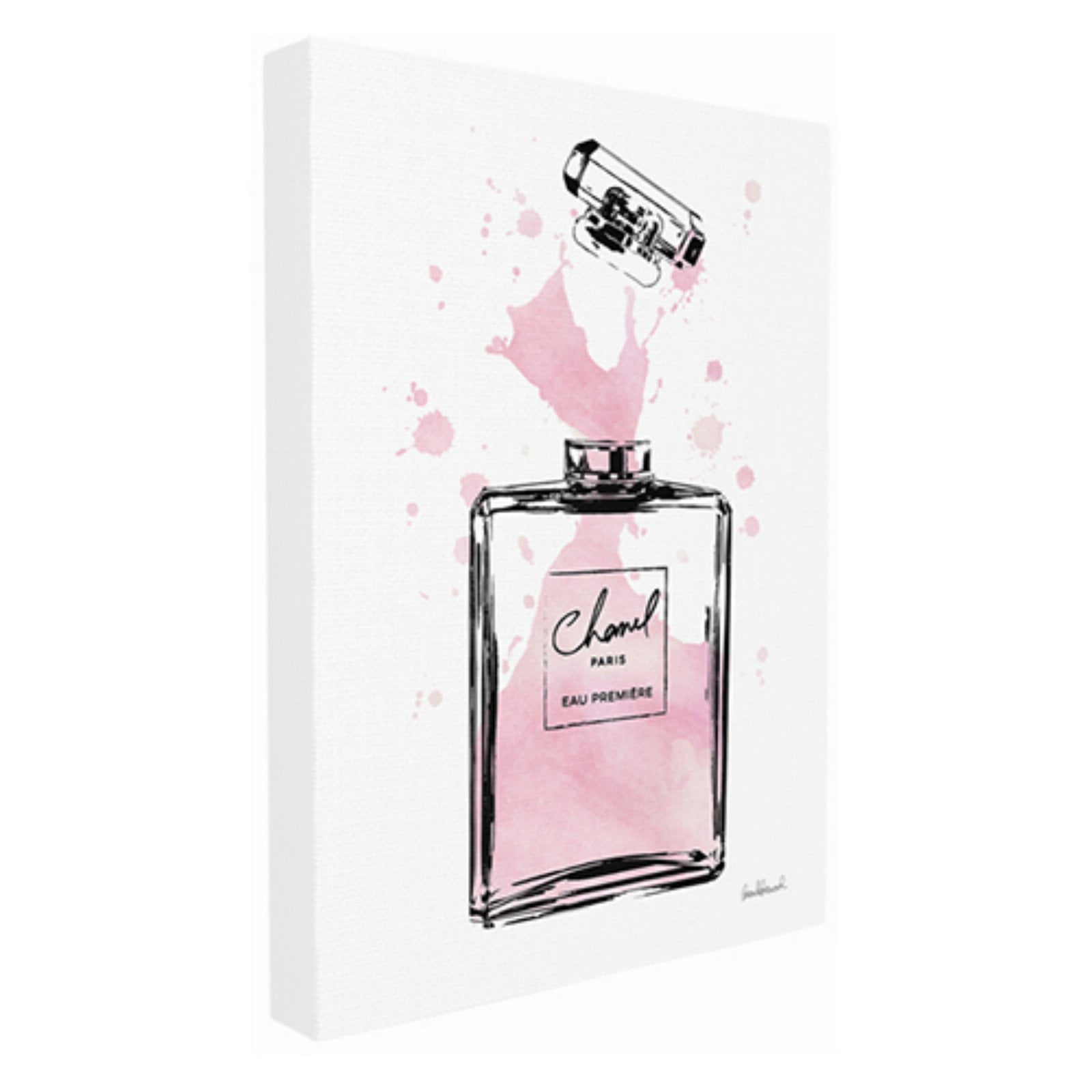 The Stupell Home Decor Collection Pretty Pink Watercolor Perfume Bottle Splash Oversized Stretched Canvas Wall Art, 24 x 1.5 x 30