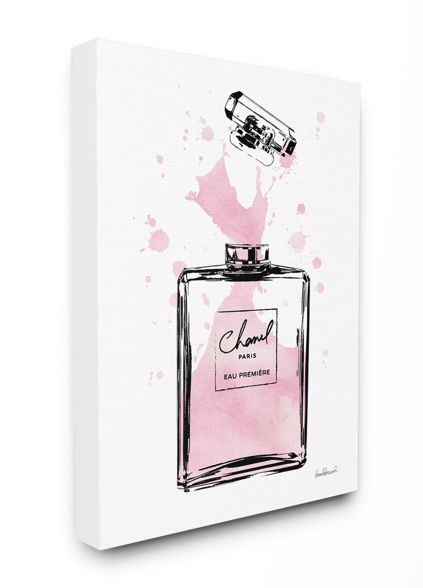 The Stupell Home Decor Collection Pretty Pink Watercolor Perfume Bottle Splash XXL Stretched Canvas Wall Art, 30 x 1.5 x 40