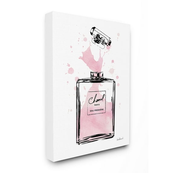 The Stupell Home Decor Collection Pretty Pink Watercolor Perfume Bottle Splash XXL Stretched Canvas Wall Art, 30 x 1.5 x 40